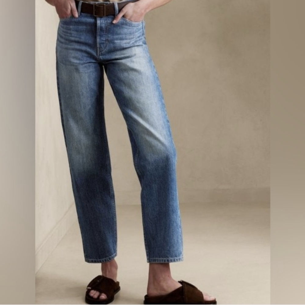 Banana Republic Mid Rise 100% Cotton Loose Stovepipe Jeans Size 30 Petite 30P